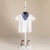 New Children's T-Shirt Bambini per ragazzi A Boy Kids Kid's Shirts Child Baby Bambino Bambino a strisce Plaid TEE Tops Abbigliamento Short Q0716