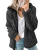 女性秋冬ジャケット女性コート因果柔らかいフード付きフリース豪華な暖かいプラスサイズの毛皮ふるふされたジッパートップスダデラ211110