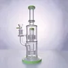 5mm Thick Glass Bong Birdcage Perc Hookahs Dab Rig Double Stereo Matrix Oil Rigs Bongs With Dry Herb Smoking Pipes Bowl Water Pipe Green Wax Straight Tube LBLX210401