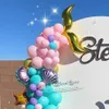 Pembe Mor Lateks Balon Garland Kiti Mermaid Kuyruk Balonlar Kabuk Deniz Yıldızı Globos Deniz Partisi Süslemeleri Yaz Dekorları X0726