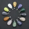 12 colors Reiki Healing Jewelry Water drop Natural Stone Necklace Quartz Lapis Opal Pink Crystal Pyramid Pendant Amethyst Necklaces Women
