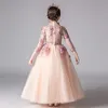Casual Dresses Kvinnors Höst och Vinter Princess Dress, Fluffy, Garn, Blommor, Barnens Piano Prestanda Kläder, Aftonklänning