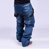 Pantaloni da sci 2021 Bretelle in denim vecchio stile Snowboard ispessito per uomo Indossare sci traspirante antivento impermeabile