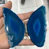 1 stks Groot-formaat Natuurlijke Blauwe Agaat Slice Butterfly Stones Quartz Home Decor Gift Groot-formaat