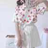 Blusas femininas camisas Japão Kawaii Ladies Vintage Strawberry Blush tops feminina coreana punk harajuku solteiro blusa