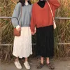 Koreański styl wysokiej talii mori dziewczyna biała plisowana spódnica kobiet jesień lato casual czarne długie spódnice damskie moda 210619