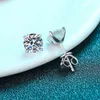 Classic 925 Sterling Silver Pass Diamond Tester Brilliant Cut 1-4 Carat D Color Round Moissanite Stud Earrings Women Jewelry