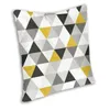 Coussin/oreiller décoratif Triangles noir blanc et jaune carré taie d'oreiller décoration géométrique abstrait motif coussins jeter pour voiture P