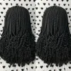 Perruques Capless Cheveux Humains 200 Densité Boîte Courte Tressée Perruque avec Bouclés Conseils Faits à la Main Synthétique Tressé Avant de Lacet pour les Femmes Noires Américaines