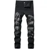 Mäns jeans anländer Slim Stretch Black Högkvalitativa Snake Printing Street Fashion Pants Light Luxury Sexy Casual Men;