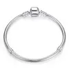 Top Sale Authentic 100% 925 Sterling Silver Snake Chain Bangle Armband för Kvinnor Lyx Smycken 17-22cm Pas902