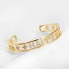 Luxo Zircão Cristal Oco de Ouro Liga Bracelete Pulseira para Mulheres Classic Star Mal Eye Braceletes Rhinestone Dia das Mães Presente