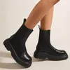 부츠 Sarairis 브랜드 디자이너 여성 발목 2021 가을 플랫폼 청키 발 뒤꿈치 캐주얼 거리 신발 신발에 짧은 미끄러짐