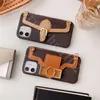 패션 디자이너 iPhone 15 14 Mini 13 12 Pro X XS XR Max 7 8 Plus 14Plus 15Plus Vintage Case Cover Coque Card 홀더 끈 끈