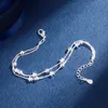 2021 Hot Selling Gestempeld 925 Sterling Zilveren Ankentjes Voor Womens Simple Beads Silver Chain Anklet Enkle Foot Jewelry