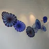 Lâmpada de parede mão soprada flor de vidro pendurado placas arte bela decoração azul cor luzes montadas flores sconce 6 a 18 polegadas