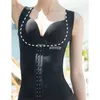 Kadınlar Bodysuit Kolsuz U Şekil Ince Vücut Şekillendirme Tops Trainer Bel Cincher Bodyshaper