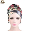 New Luxury Women Floral Velvet Turban Hijab Extra Long Tube Head Wrap Foulard Turbante nigeriano Accessori per capelli bohémien