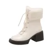 Сапоги Qzyerai 2021 зимняя женская обувь меховая теплая платформа 6.5см Высокие каблуки 100% натуральный натуральный кожаный снег