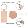 Porte-clés 40 pcs en bois vierge porte-clés étiquettes rectangle / coeur / ovale / bois rond plat pour bricolage artisanat faisant Miri22