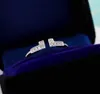 S925 Silveröppnad ring med Diamond for Women Engagement Wedding Jewelry Gift With Vele Bag PS37631971