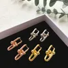 Fashion Charm rostfritt stål U Shape Stud Earring Designkedjelänkörhängen för kvinnor Man Wedding Party Jewelry With Box283G