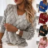 New Sweater Knitted Feather Hollow V-neck Long Sleeve Sweater European and American Winter Pullover 2021 Winter Loose Adult