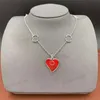Red Heart Ear Stud Hollow Letter Bracelet Fashion Silver Thin Chain Pendant Necklace Chic Party Jewelry Set