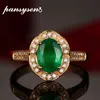 PANSYSEN Luxury 925 sterling silver 8x6MM Oval Emerald Gemstone rings for women Wedding Cocktail party Fine Jewelry Ring Gifts 211217