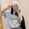 Lolita japonesa doce desenho animado urso t-shirt das mulheres harajuku kawaii solta manga curta t-shirt tops schoolgirl roupas c0304