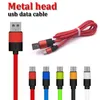 Micro USB Type-C cavi di sincronizzazione dati di tipo c con testa in metallo 1m 3ft 2.4A cavo di ricarica rapida per samsung huawei