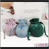 Round Velvet Jewelry Bag With Drawstring Dust Proof Jewellery Cosmetic Storage Gift Packaging Pouches For Boutique Retail Shop Package 5Cajf