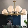 Moderne woonkamer koperen hanglampen Nordic glazen bal kroonluchter verlichting voor slaapkamer / eetkamer / hotel licht armatuur