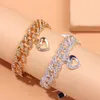 Mode été mignon gros coeur femme bracelets de cheville en gros pour femmes hommes cristal nouveau Miami Punk cubain lien chaîne de cheville glacé