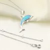 925 Sterling Silver Neckor Pendants Söt delfinform Blue Opal Necklace 925 Jewelry Gift for Women Lam Hub Fong 210929271H9635399