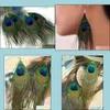 Dingle ljuskronorörhängen smycken 2021 retro nationell stil lyx påfågel fjäder färg vild mode trend droppleverans ukftl