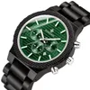 Mode luxe hommes bois montre chronographe lumineux multi-fonction en bois montre-bracelet Quartz rétro Sport montres