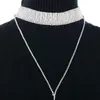 Pendant Necklaces Rhinestones Choker Necklace Double Layer Full Crystal Wide Y Collar Nightclub Super Sexy