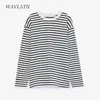 WAVLATII Women Striped Long Sleeve T-shirts Female Streetwear Autumn Spring Cotton Tees Tops WLT2110 211110