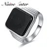 The Great Gatsby High Quality Men's Ring Black Onyx Jewelry Silver Color Charm For Men 211217