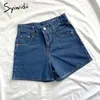 Syiwidii Jean Shorts pour femmes Sweatshorts Plus Size Blanc Noir Bleu Vêtements Denim Taille Haute Casual Solid Summer Fashion 210722
