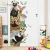 Simpatici animali adesivi murali adesivo per porta angolo autoadesivo casa decorazione della camera dei bambini arredamento della camera da letto del bambino 210310