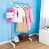 Clothing Storage & Wardrobe Adjustable Height Single Rod Rolling Garment Hanging Rack Clothes Organization Stand Rail With Bag Hooks Shoes B