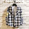 Nouveau Automne Chemise Hommes Plaid Casual Manches Longues Hommes Chemises Slim Fit Streetwear Camisa Mâle Plus La Taille 4XL 210316