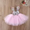 0-5Y Toddler Kid Girls Princess Dress Floral Lace Tulle Wedding Birthday Party Tutu Dress Pageant Children Clothing Kid Costumes Q0716