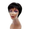 Máquina completa feita Curto Pixie Indian Bob Human Human Wigs No Lace Front Wig com franja para mulheres negras