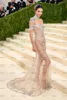 2022 Metgala Kendall Jenner Prom Платья роскоши Кристалл Русалка Сексуальная смотрите через черные девушки Выпускной с длинным рукавом Вечернее платье