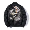 Embroidery Bomber Jacket Men Thin Bird Floral Pilot Jacket Male Japan Harajuku Baseball Jacket Spring Autumn Streetwear T200502