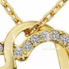 Heart White Crystal 18K guld halsband för kvinnor, helt nya gula pärla hängsmycke halsband inkluderar kedjor 117 u2
