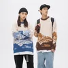 Suéteres Harajuku de primavera para hombre, ropa de calle, jersey con estampado de montaña y nieve, suéter japonés de gran tamaño para pareja, Jersey informal para mujer